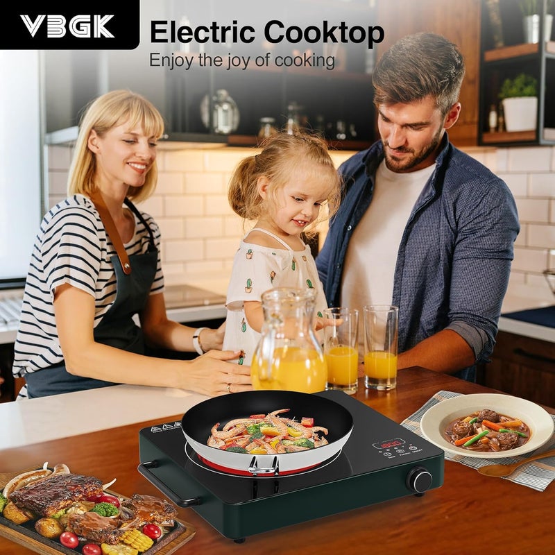 Bgk Electric Cooktop, 1800W Single Burner Induction Cooktop with 9 Power Levels, Timer and Knob Control, 110-120V - Image 2